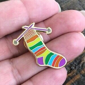 KNITTING a Sock Collectible Enamel Pin